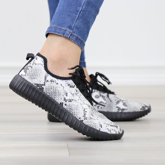 Snake skin Print  fashion Comfort Walking Sneakers Shoes - Picture 6 of 14